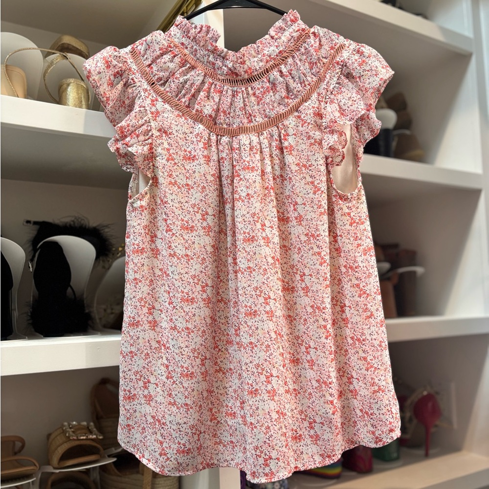 Floral Ruffle Sleeve Blouse